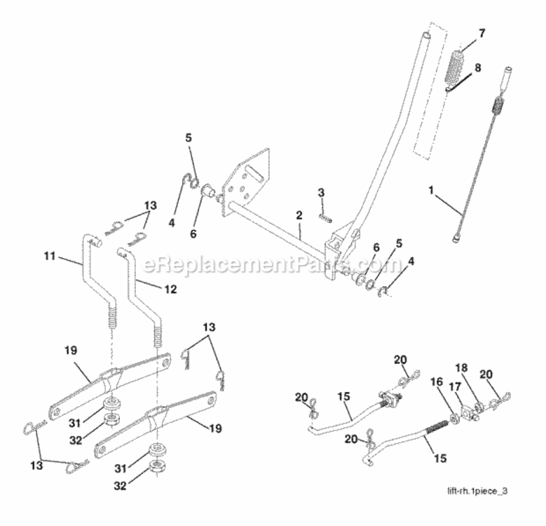 Mower_Lift__Deck_Lift Diagram and Parts List for LZ165107H 2011-12 Husqvarna Lawn Tractor