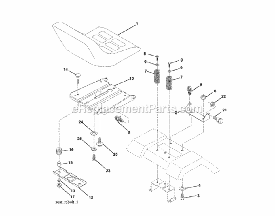 Seat Diagram and Parts List for LZ165107H 2011-12 Husqvarna Lawn Tractor