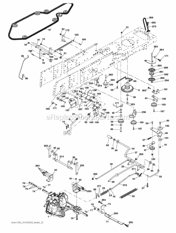 Drive Diagram and Parts List for LZ175H107RBK 2012-11 Husqvarna Lawn Tractor