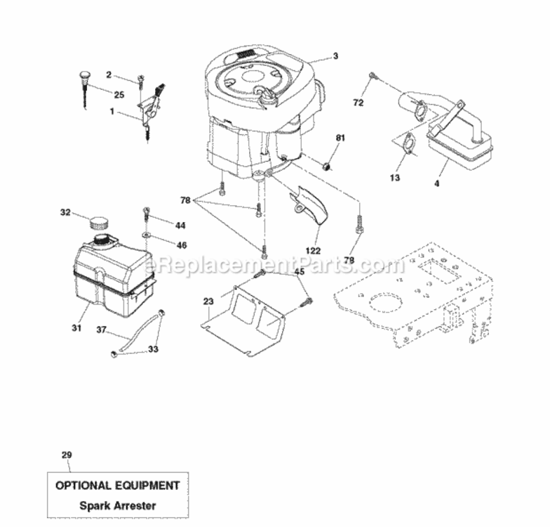 Engine Diagram and Parts List for LZ175H107RBK 2012-11 Husqvarna Lawn Tractor