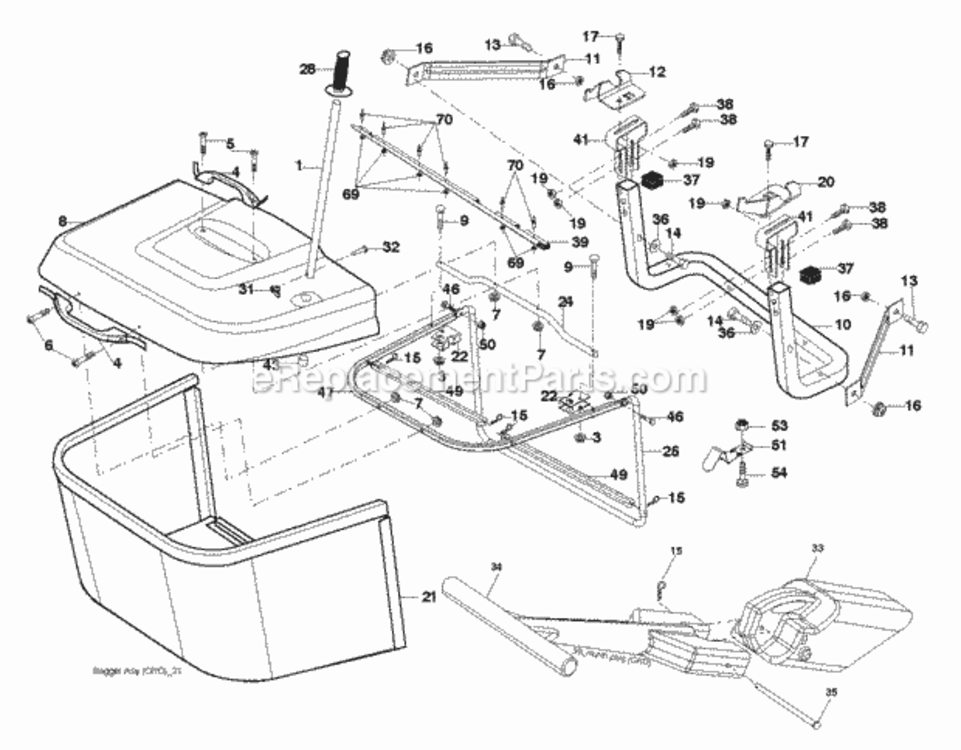 Bagger Diagram and Parts List for LZ20H107 2011-11 Husqvarna Lawn Tractor