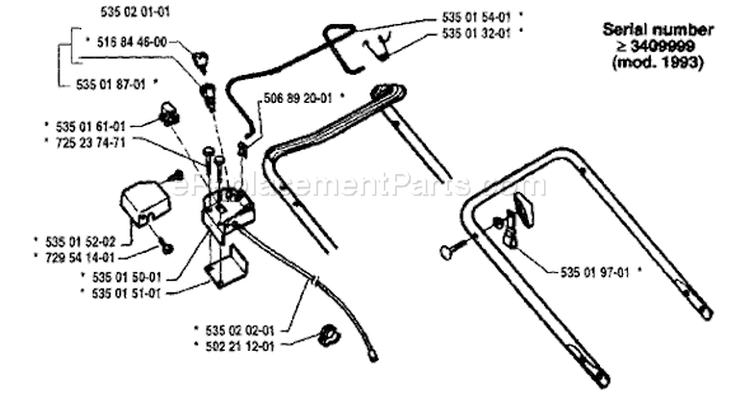 Page F Diagram and Parts List for MASTER 43 RC 1994-02 Husqvarna Lawn Mower