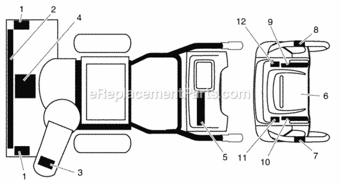 Decals Diagram and Parts List for P10530ESA 2002 Husqvarna Snow Blower