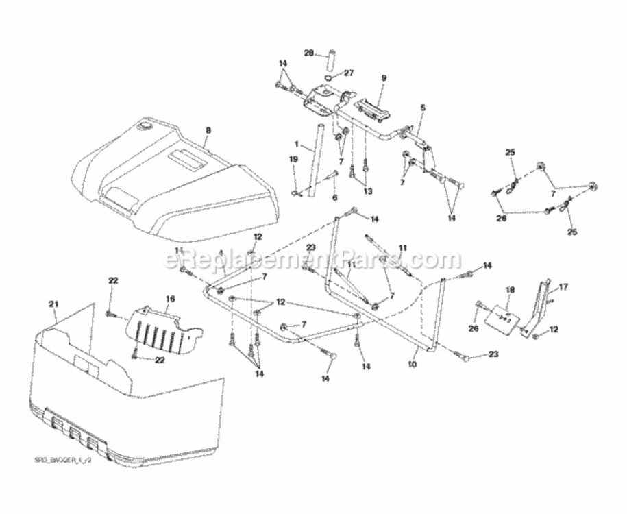Bagger Diagram and Parts List for P11577RB 2011-08 Husqvarna Lawn Tractor