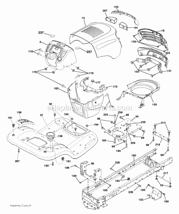 Chassis_Enclosures Diagram and Parts List for P11577 2011-08 Husqvarna Lawn Tractor