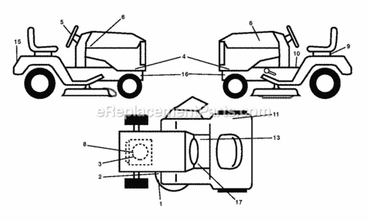 Decals Diagram and Parts List for P11577 2011-08 Husqvarna Lawn Tractor