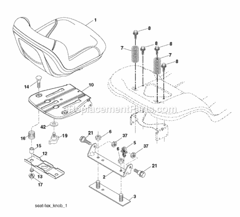 Seat Diagram and Parts List for P11577 2011-08 Husqvarna Lawn Tractor