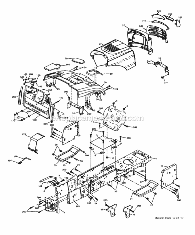Page B Diagram and Parts List for P12597HRB 2010-09 Husqvarna Lawn Tractor