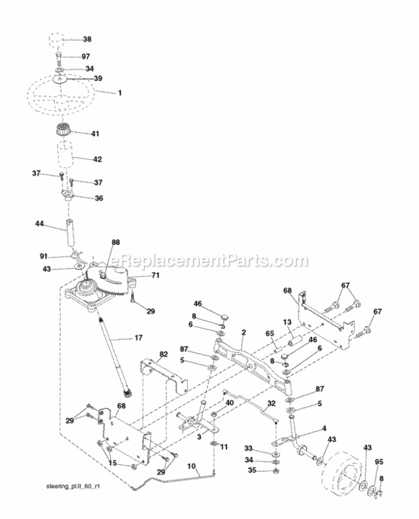Page J Diagram and Parts List for P12597RB 2010-09 Husqvarna Lawn Tractor