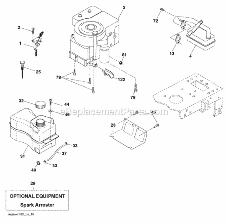 Engine Diagram and Parts List for P12597RB 2011-08 Husqvarna Lawn Tractor