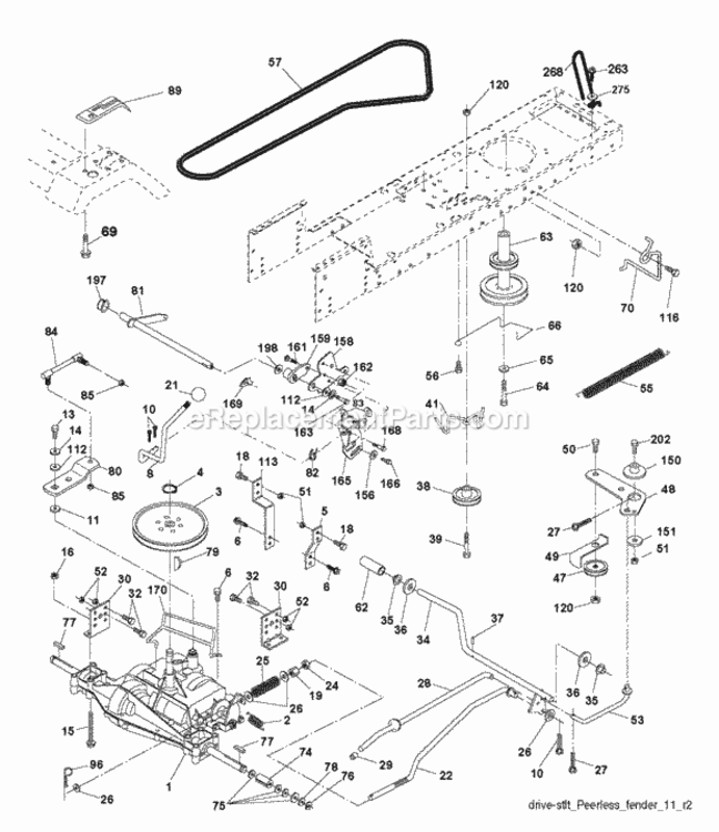 Page C Diagram and Parts List for P12597 2010-09 Husqvarna Lawn Tractor