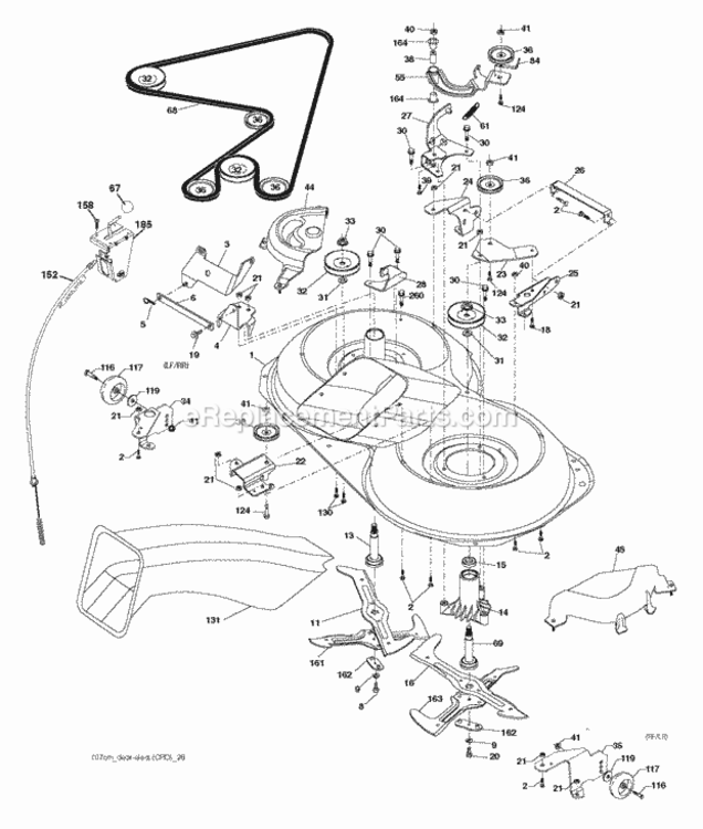 Mower_Deck__Cutting_Deck Diagram and Parts List for P145107HRB 2011-08 Husqvarna Lawn Tractor