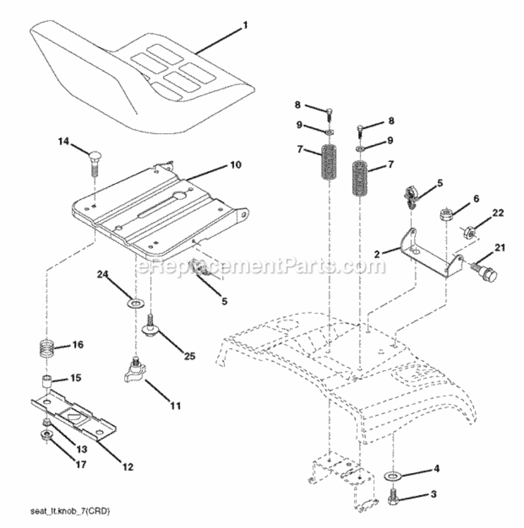 Seat Diagram and Parts List for P145107HRB 2011-08 Husqvarna Lawn Tractor