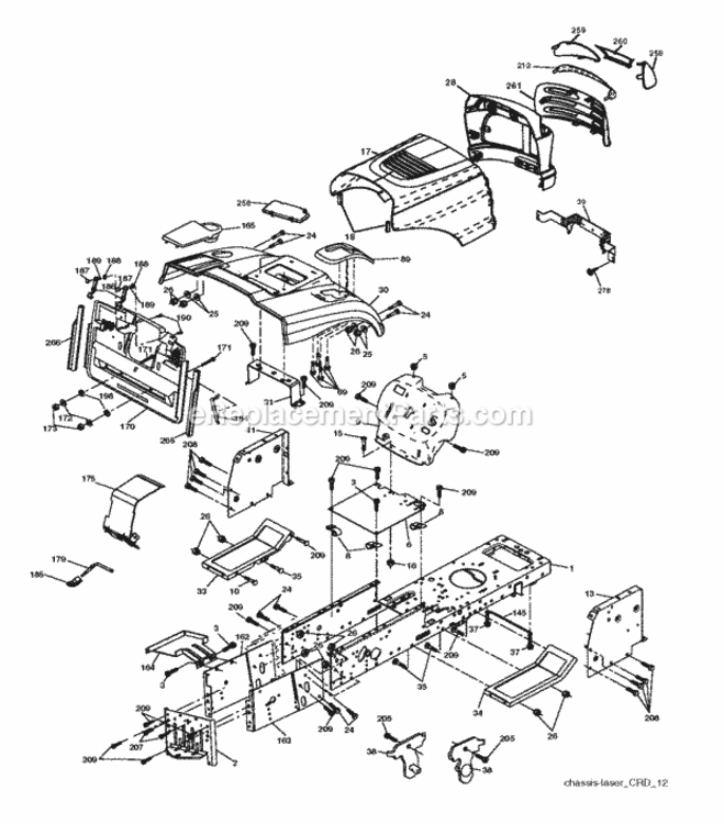 Page B Diagram and Parts List for P155107HRB 2010-09 Husqvarna Lawn Tractor