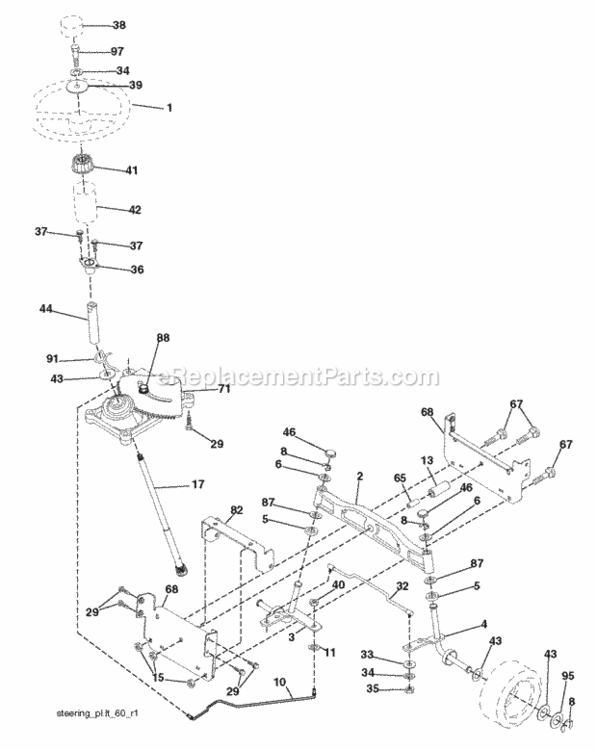 Page J Diagram and Parts List for P185107HRB 2010-09 Husqvarna Lawn Tractor