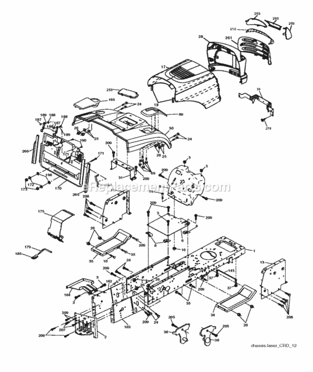 Page B Diagram and Parts List for P185107HRB 2010-09 Husqvarna Lawn Tractor
