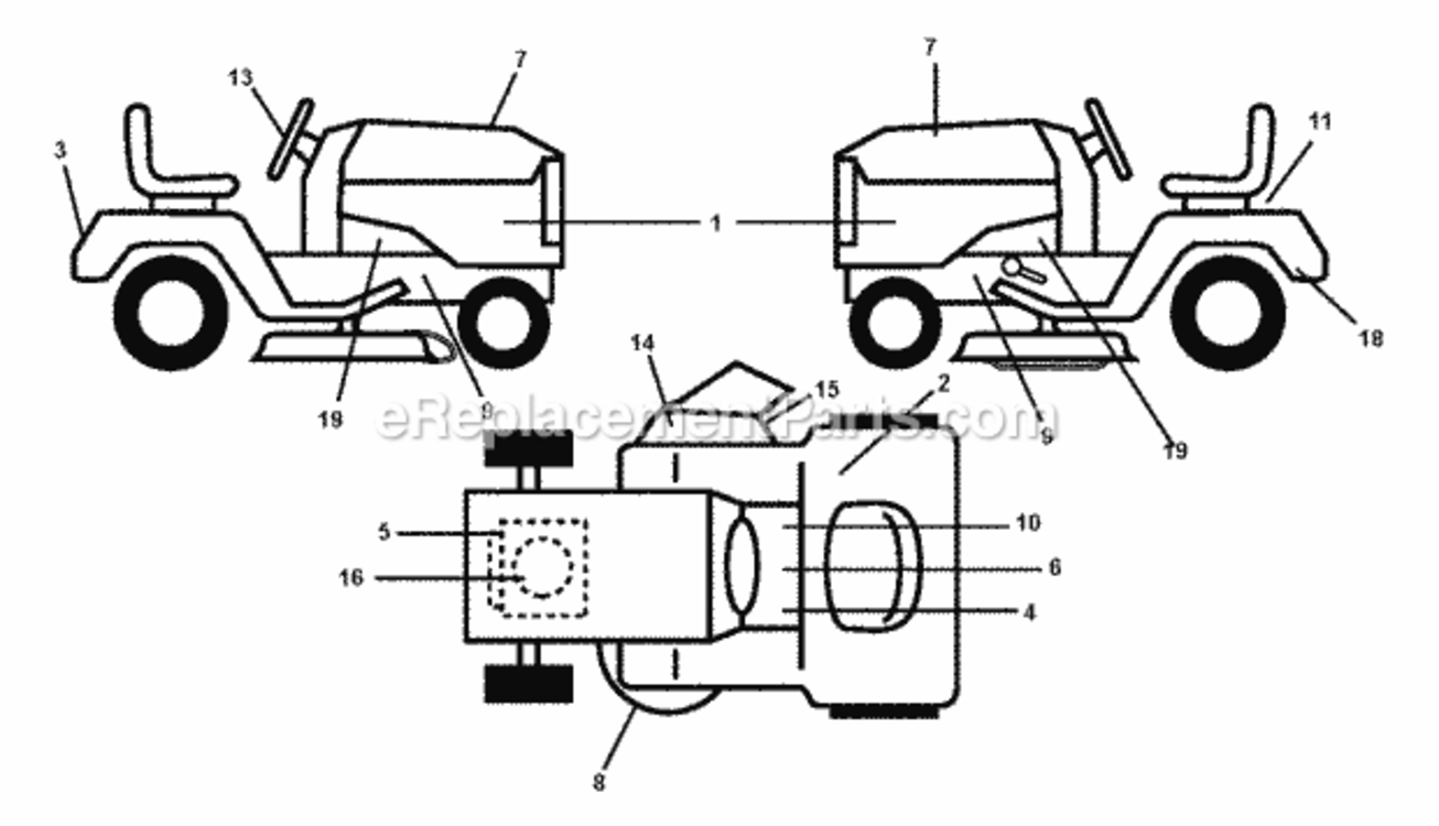 Page B Diagram and Parts List for P185107H 2010-09 Husqvarna Lawn Tractor