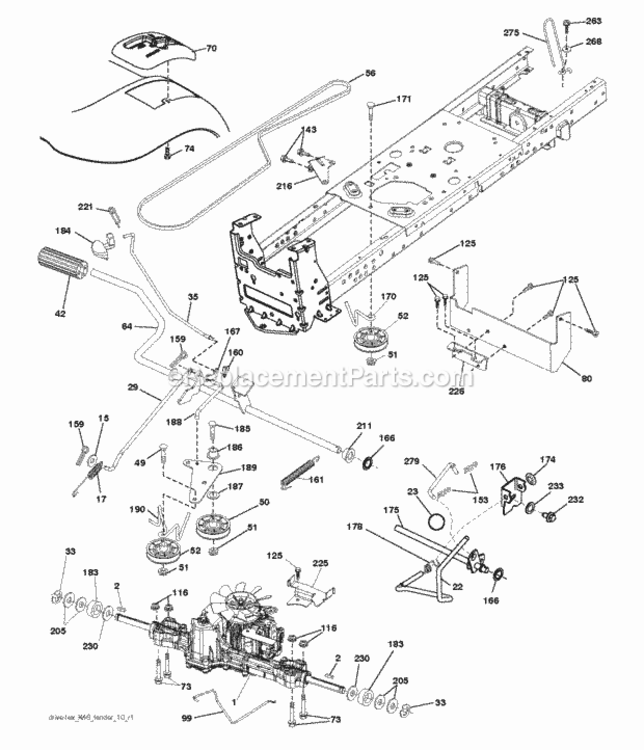 Page C Diagram and Parts List for P185107H 2010-09 Husqvarna Lawn Tractor