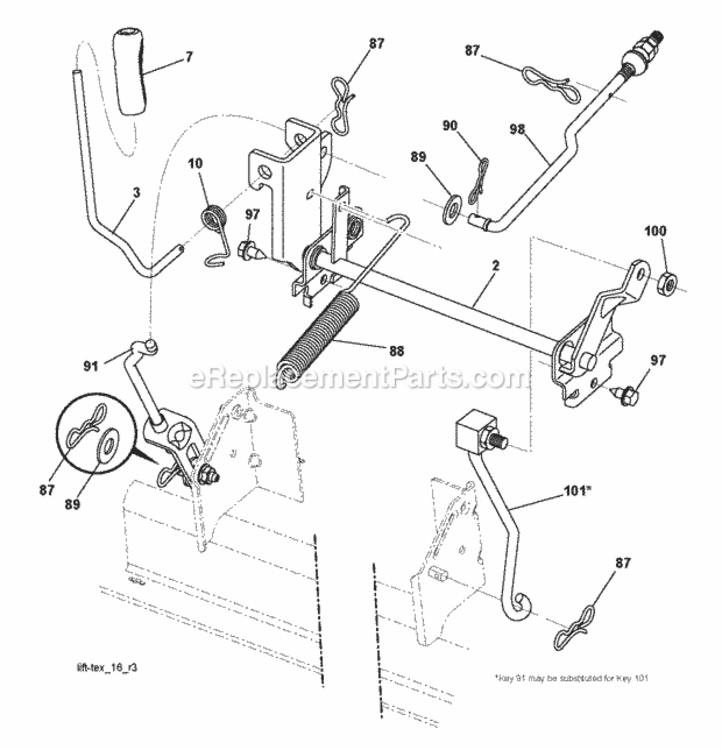 Page G Diagram and Parts List for P185107H 2010-09 Husqvarna Lawn Tractor