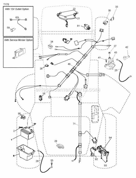 Electrical Diagram and Parts List for P185117H 2011-08 Husqvarna Lawn Tractor