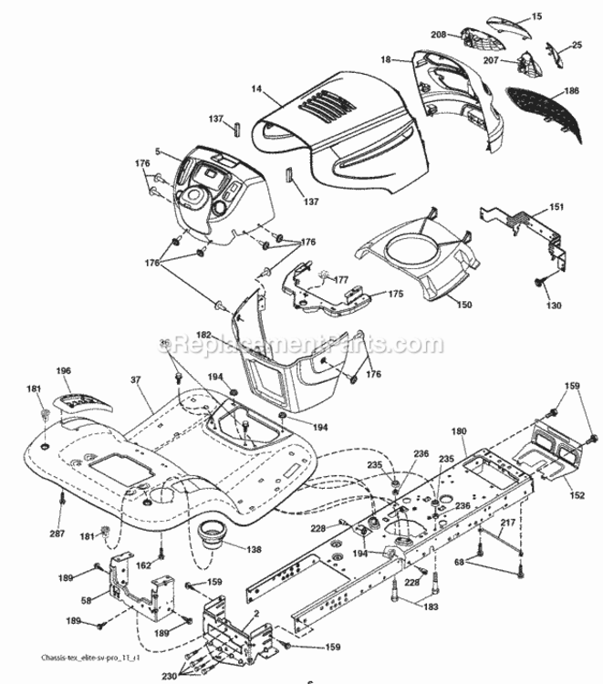 Page A Diagram and Parts List for PB19542LT 2008-04 Husqvarna Lawn Tractor
