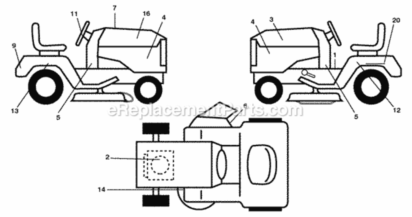 Page B Diagram and Parts List for PB19542LT 2008-04 Husqvarna Lawn Tractor