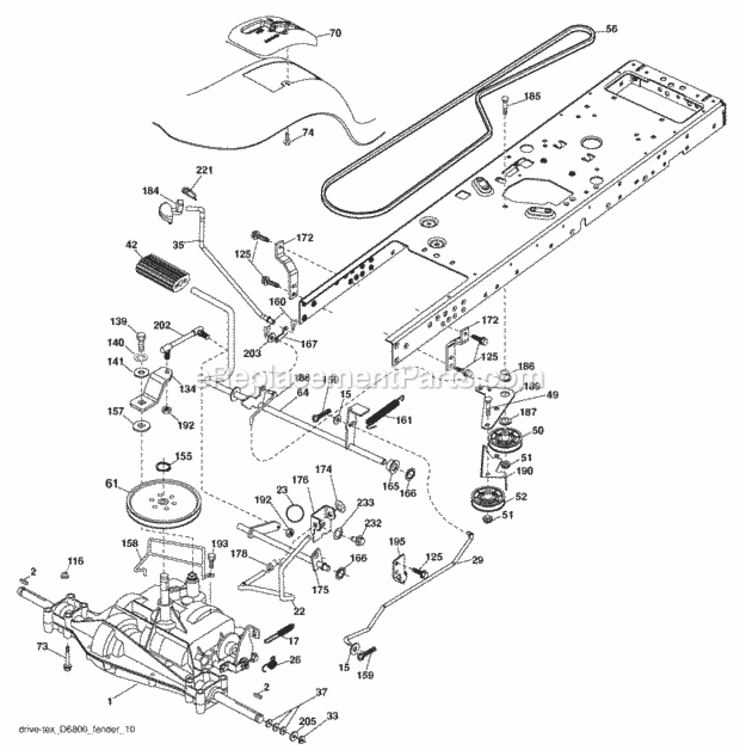 Page C Diagram and Parts List for PB19542LT 2008-04 Husqvarna Lawn Tractor