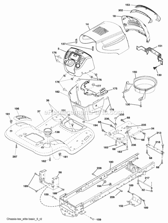 Page A Diagram and Parts List for PB19546LT 2009-12 Husqvarna Lawn Tractor
