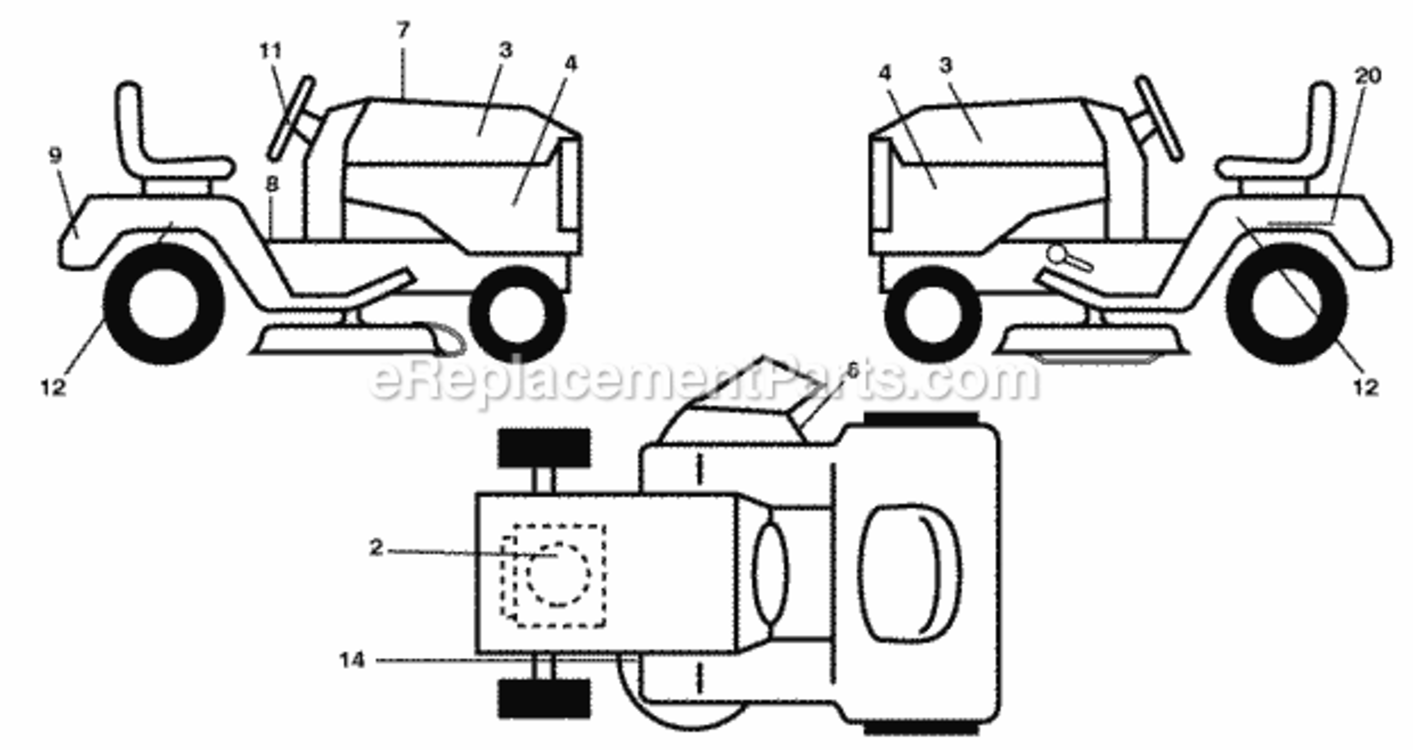 Page B Diagram and Parts List for PB19546LT 2009-12 Husqvarna Lawn Tractor