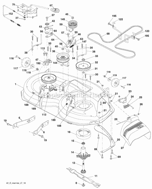 Page F Diagram and Parts List for PB195H42LTX 2008-04 Husqvarna Lawn Tractor