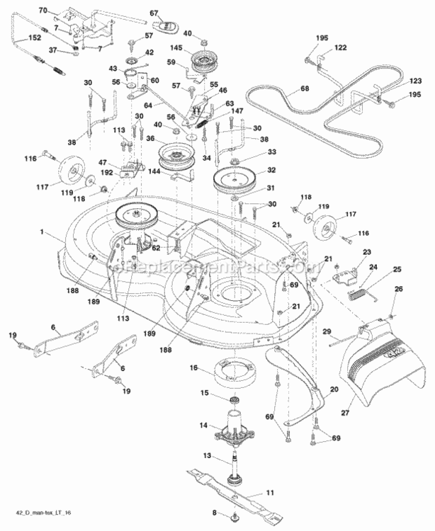 Page F Diagram and Parts List for PB195H42LT 2008-01 Husqvarna Lawn Tractor