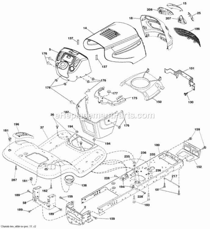 Page A Diagram and Parts List for PB195H42LT 2008-10 Husqvarna Lawn Tractor