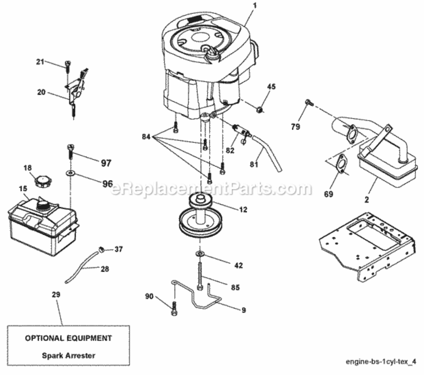 Page E Diagram and Parts List for PB195H42LT 2008-10 Husqvarna Lawn Tractor