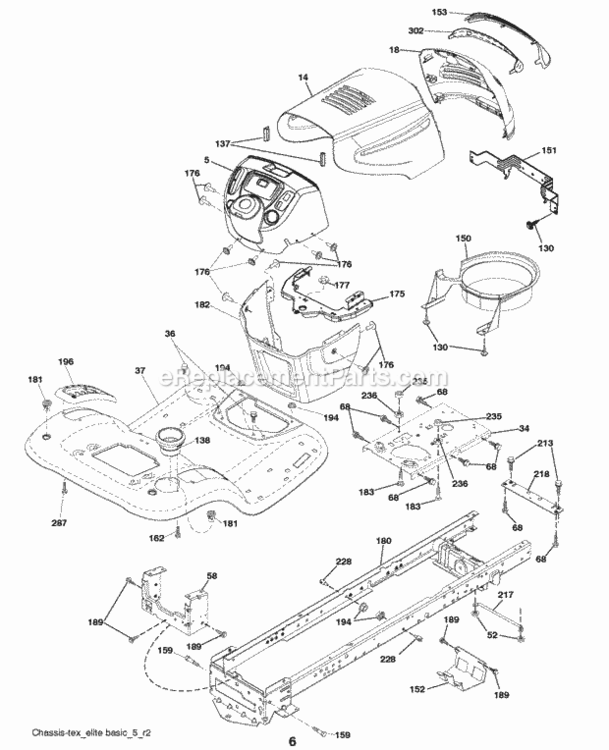 Page A Diagram and Parts List for PB195H42LT 2009-02 Husqvarna Lawn Tractor