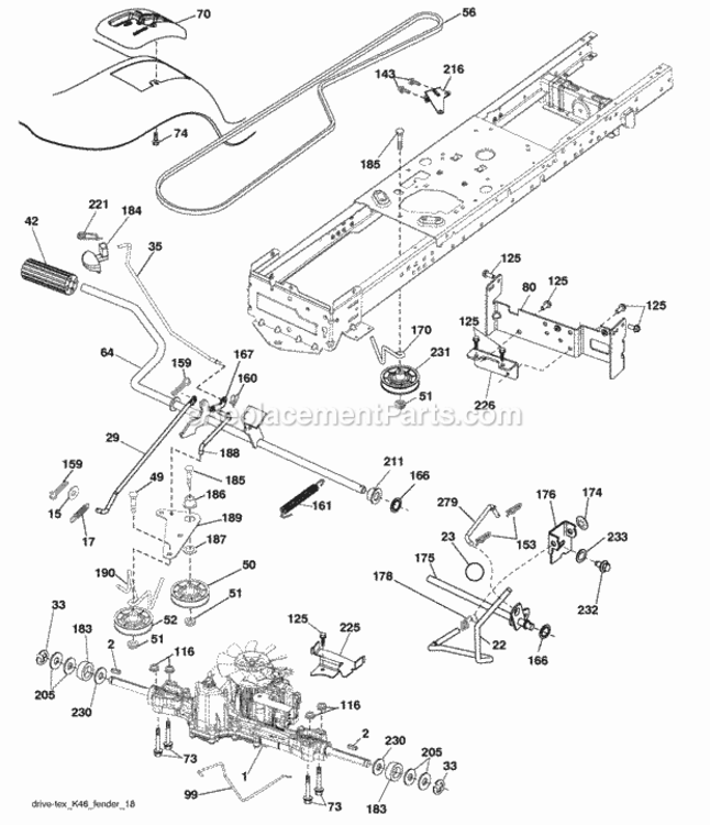 Page C Diagram and Parts List for PB195H42LT 2009-02 Husqvarna Lawn Tractor