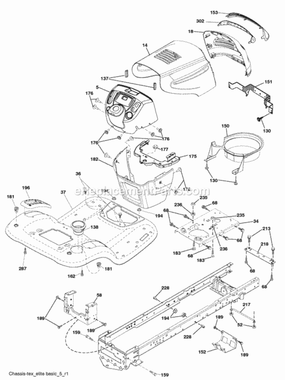 Page A Diagram and Parts List for PB195H42LT 2009-08 Husqvarna Lawn Tractor