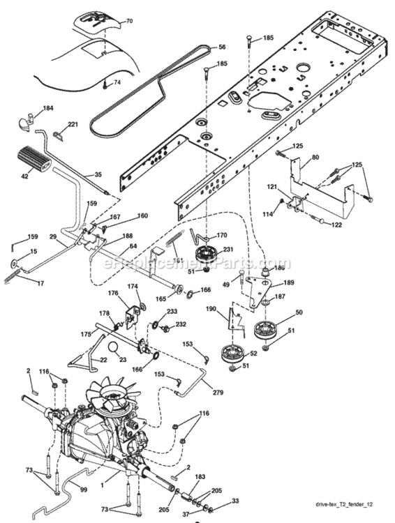 Page C Diagram and Parts List for PB195H42LT 2009-09 Husqvarna Lawn Tractor