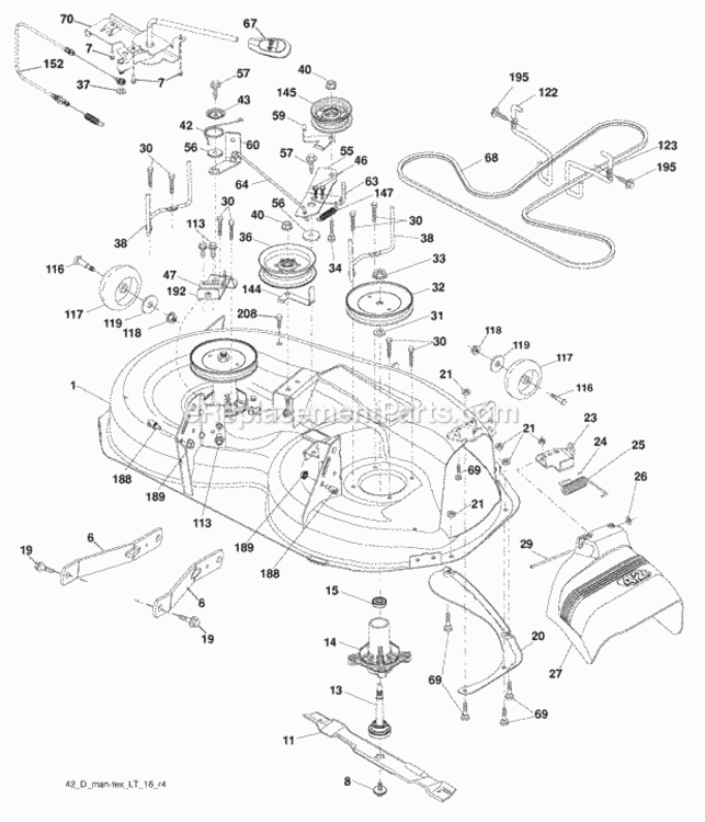 Page F Diagram and Parts List for PB195H42LT 2009-10 Husqvarna Lawn Tractor