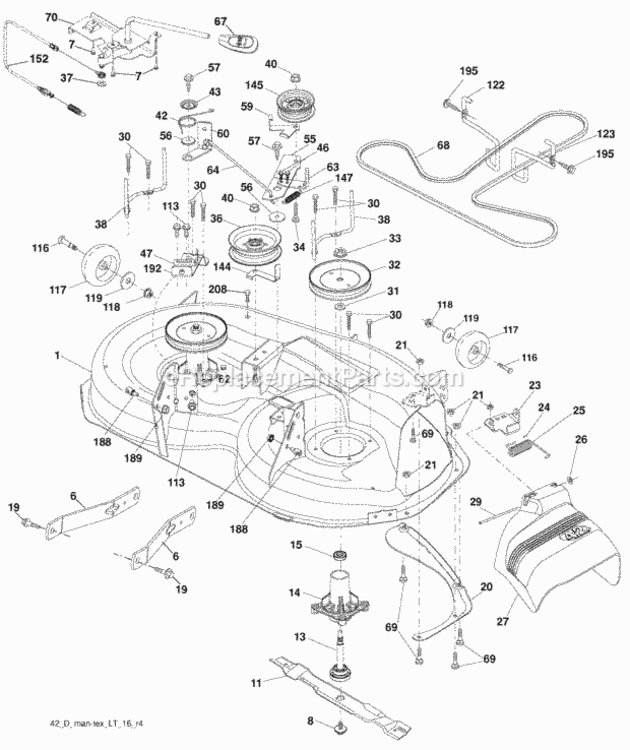 Page F Diagram and Parts List for PB195H42LT 2010-01 Husqvarna Lawn Tractor