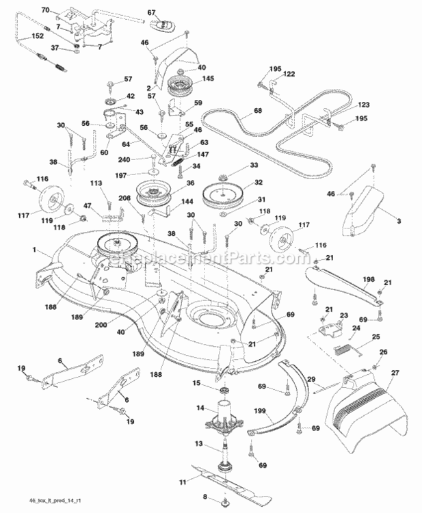 Page F Diagram and Parts List for PB195H46YT 2008-01 Husqvarna Lawn Tractor