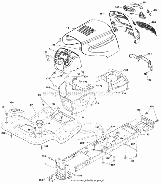 Page A Diagram and Parts List for PB195H46YT 96042005900 2008-04 Husqvarna Lawn Tractor