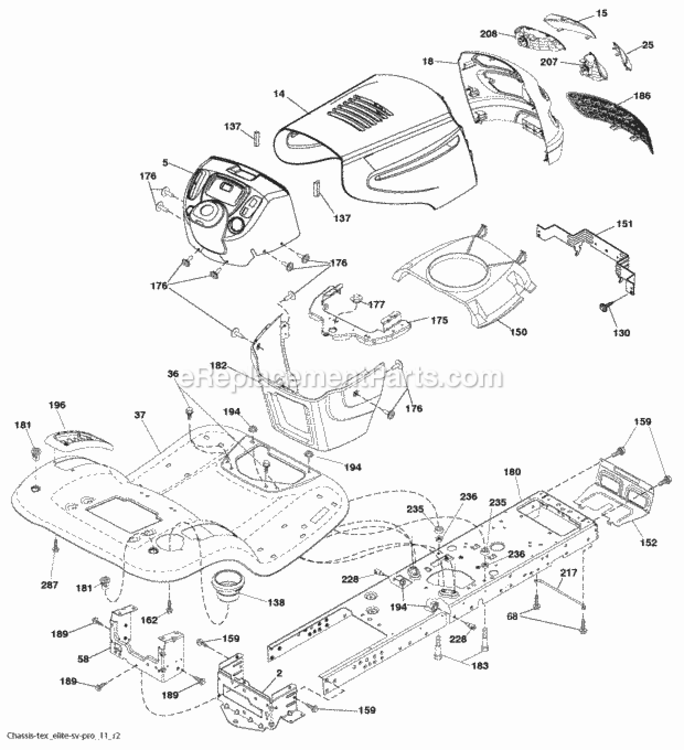 Page A Diagram and Parts List for PB195H46YT 2008-12 Husqvarna Lawn Tractor
