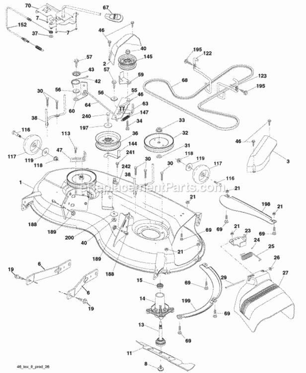 Page F Diagram and Parts List for PB195H46YT 2008-12 Husqvarna Lawn Tractor