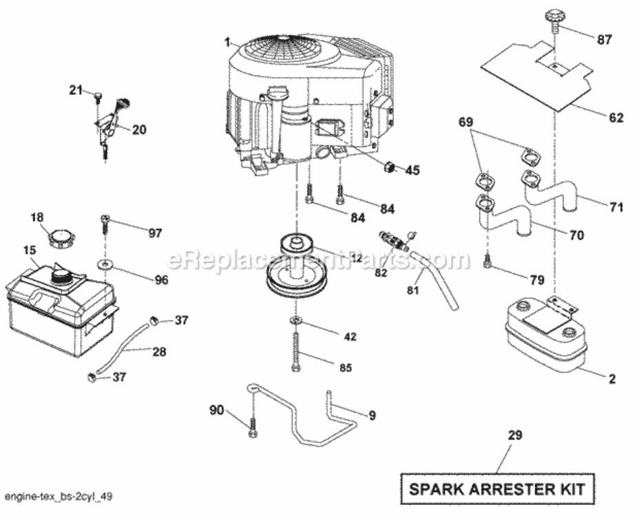 Page E Diagram and Parts List for PB2042YT 2010-01 Husqvarna Lawn Tractor