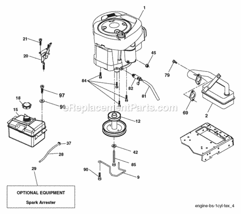 Page E Diagram and Parts List for PB20H42LT 2008-03 Husqvarna Lawn Tractor