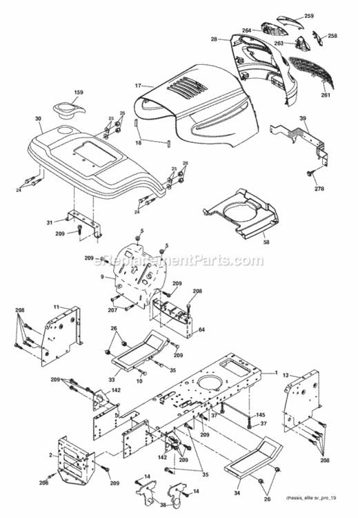 Page A Diagram and Parts List for PB20H42YT 96042000800 2006-01 Husqvarna Lawn Tractor