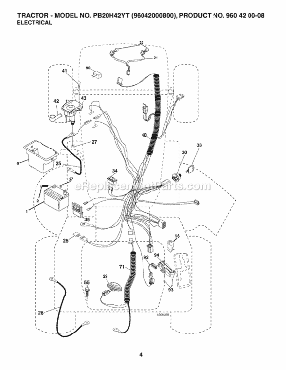 Page D Diagram and Parts List for PB20H42YT 96042000800 2006-01 Husqvarna Lawn Tractor