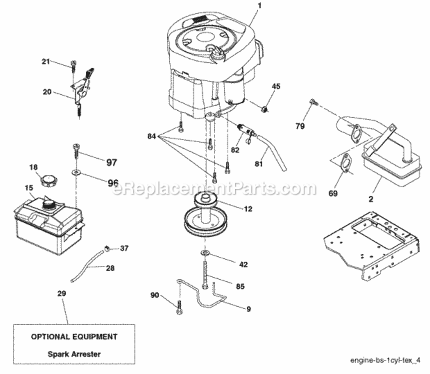 Page E Diagram and Parts List for PB20H46LT 2008-03 Husqvarna Lawn Tractor