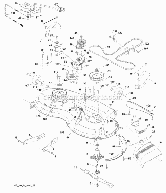 Page F Diagram and Parts List for PB20H46LT 2008-03 Husqvarna Lawn Tractor