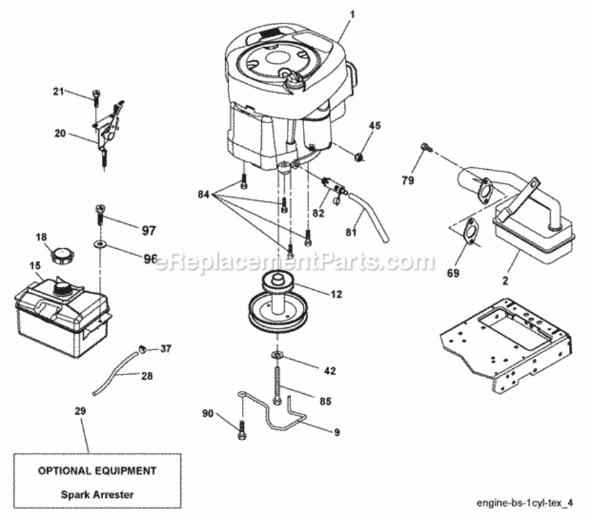 Page E Diagram and Parts List for PB20H46LT 2008-04 Husqvarna Lawn Tractor